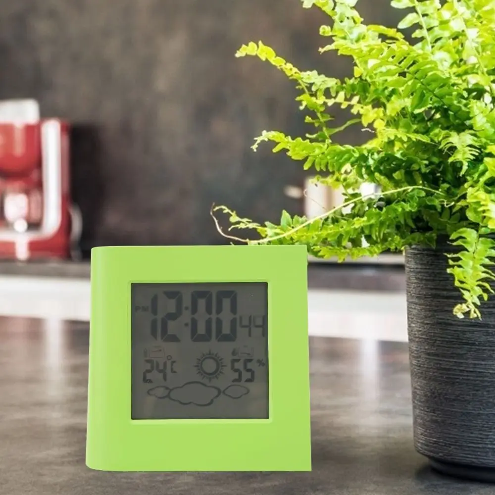 Durable ABS Solar Battery Alarm Clock LCD Display Dual Energy Alarm Clock Weather Forecast Clock Home Use