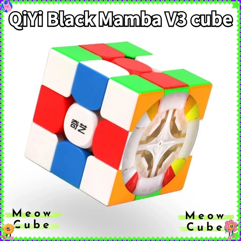 [MeowCube] QiYi Black Mamba V3 3x3 Cubo mágico sin pegatinas Cubo práctico de velocidad para juguete educativo fresco XMD 3x3x3 Cubo