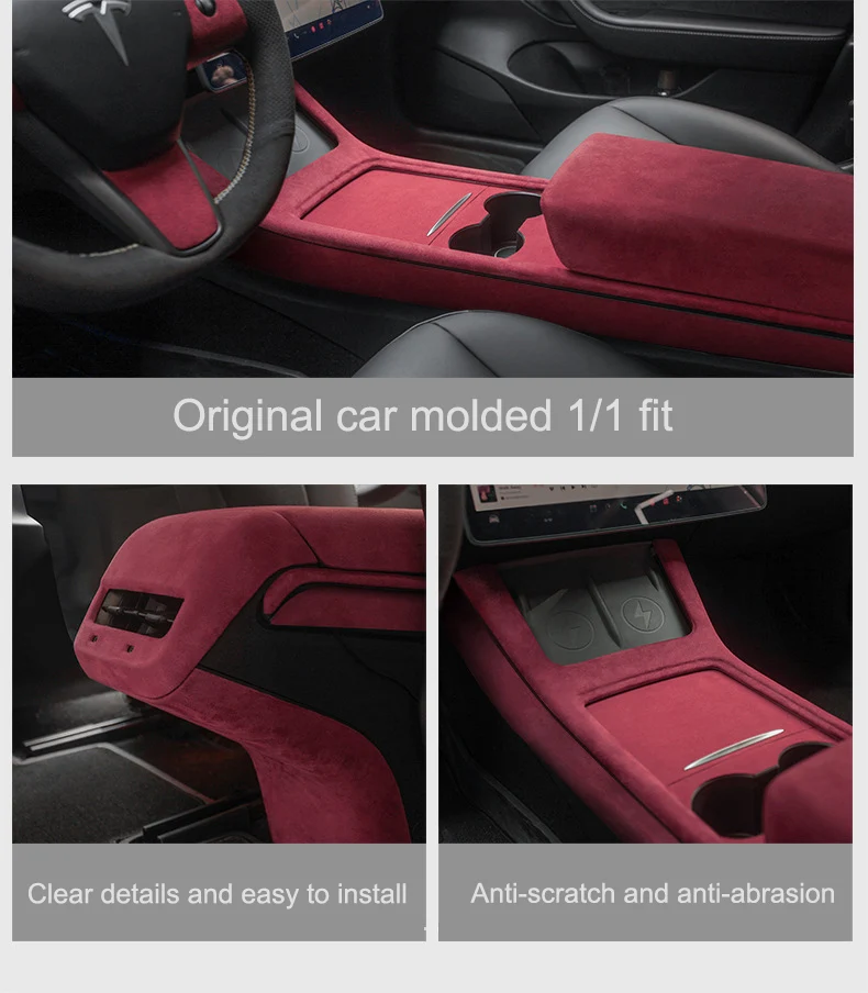 For Tesla Model 3/Y Interior Fur Dashboard Door Protection Trim Modification Fleece Material Center Panel Armrest Box Cover