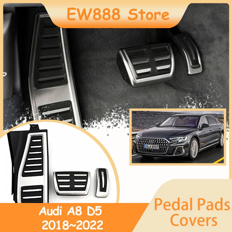 

For Audi A8 D5 2018~2022 Car Foot Pedals Gas Accelerator Brake Stainless AT MT Steel Non-slip Pedal Cover Parts Accessories.