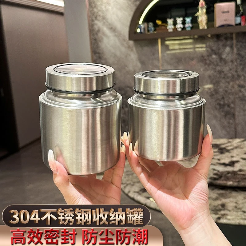Large Capacity 304 Stainless Steel Sealed Storage Can Visible Moist Resistant Jar For Tea Coffee Beans Cereals