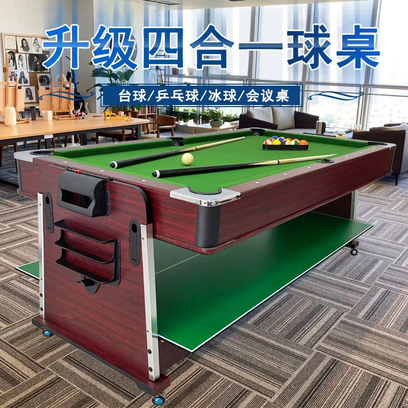 

Household Billiards Table Standard Commercial American Black Eight Multifunctional Billiards Table Tennis 2-in-1 Snooker Billiar