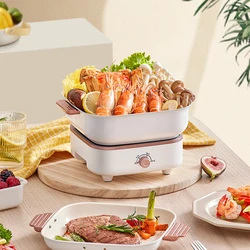 Panela Elétrica Dividida Doméstica, Fogão de arroz, Portátil Fold Hotpot, Frigideira Elétrica, Panela Fritada, Dormitório Multicooker, 220V, 800W