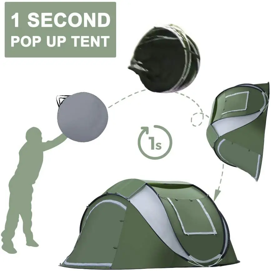 Easy Pop Up Tents Instant Automatic 3-4 Person Family Camping Tents  Popup Tents for Camping Hiking