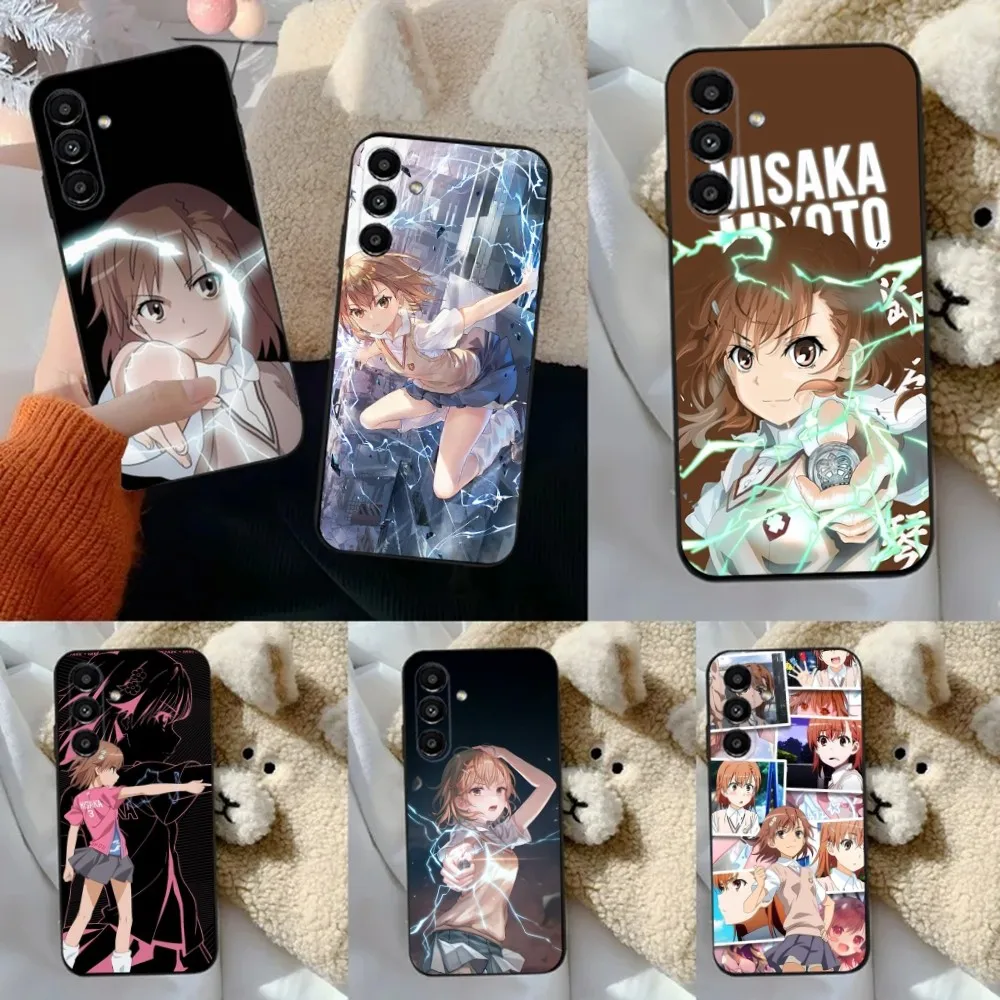

M-Misaka Mikoto Cute Anime Phone Case For Samsung S24,23,22,30,21,10,9,Ultra,Plus,Lite,FE,5G Black Soft Case