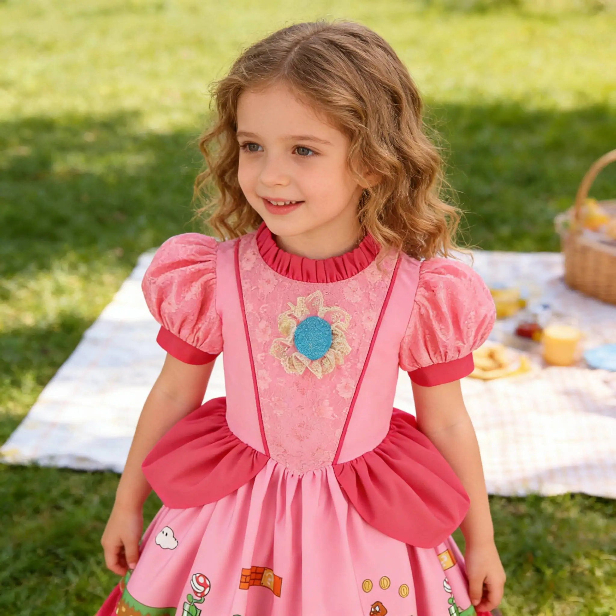 

Летнее платье принцессы для девочек, новинка 2026 года, персиковое платье для девочек, бальное платье, костюм на день рождения, милая детская одежда для детей 2-10 лет