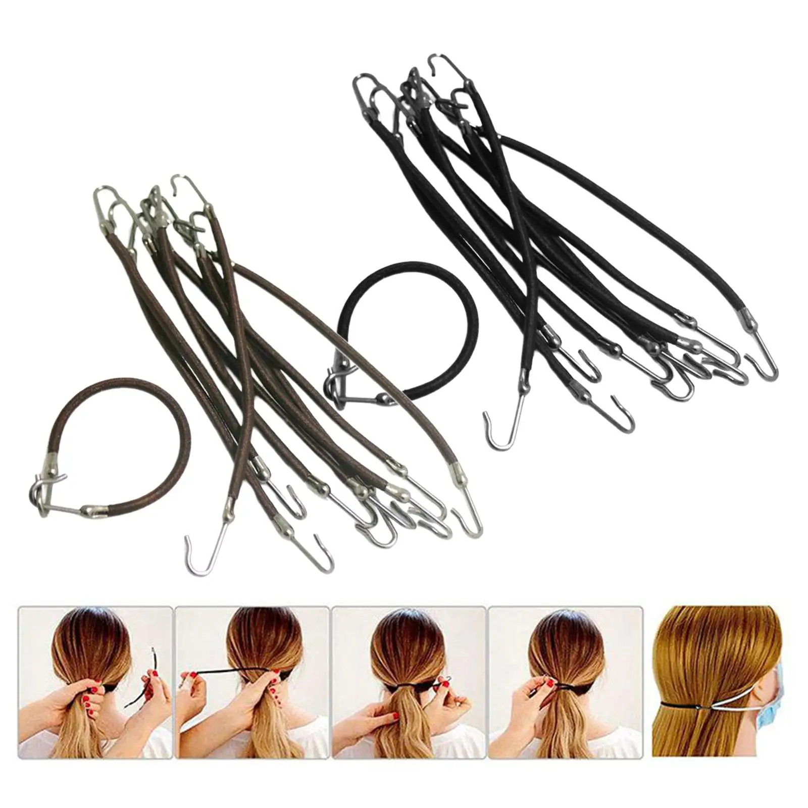 

10 Pieces Ties Ponytail Hooks Holder Bands Elastic Hair Accessories
