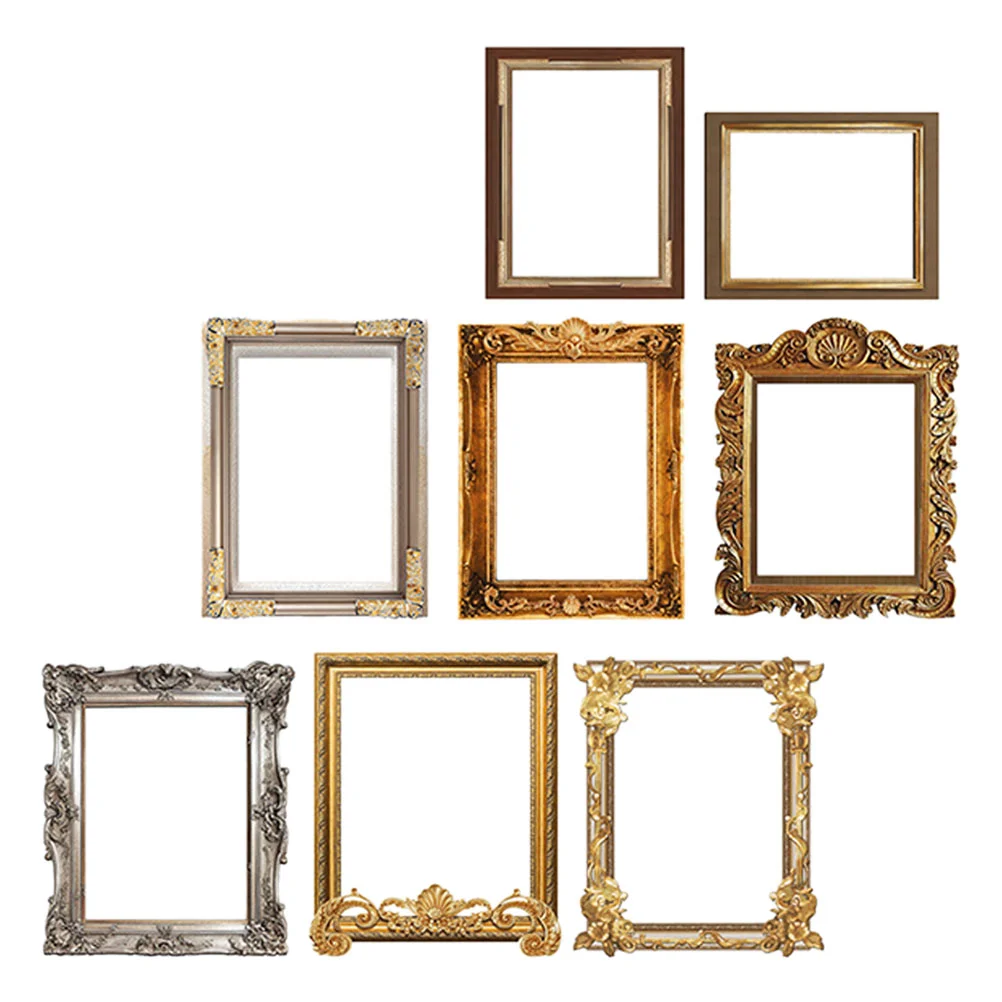 8 Pcs Vintage Photo Frame Wall Stickers Decor Border Pvc Picture Frames Collage