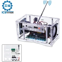 DIY Electronic Kit FM Radio Bluetooth-Compatible Speaker USB/TF Mode Stereo Sound Amplifier LED Flashing Light Soldering Practic