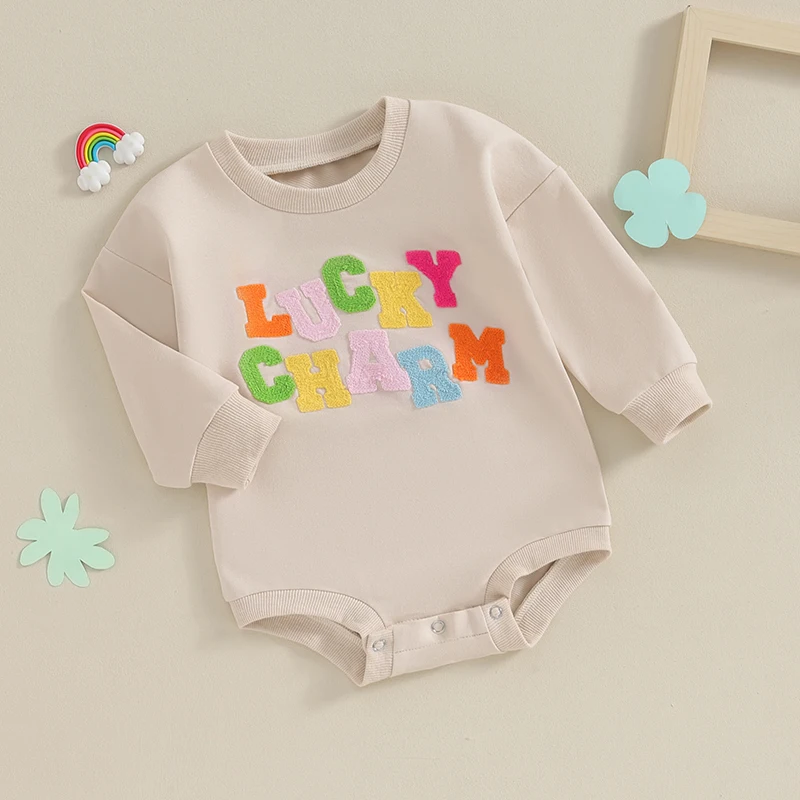 

Cute Toddler Baby Sweatshirt Romper Colorful Letter Embroidery Long Sleeve Bodysuits Jumpsuit for Newborn Cute Clothes