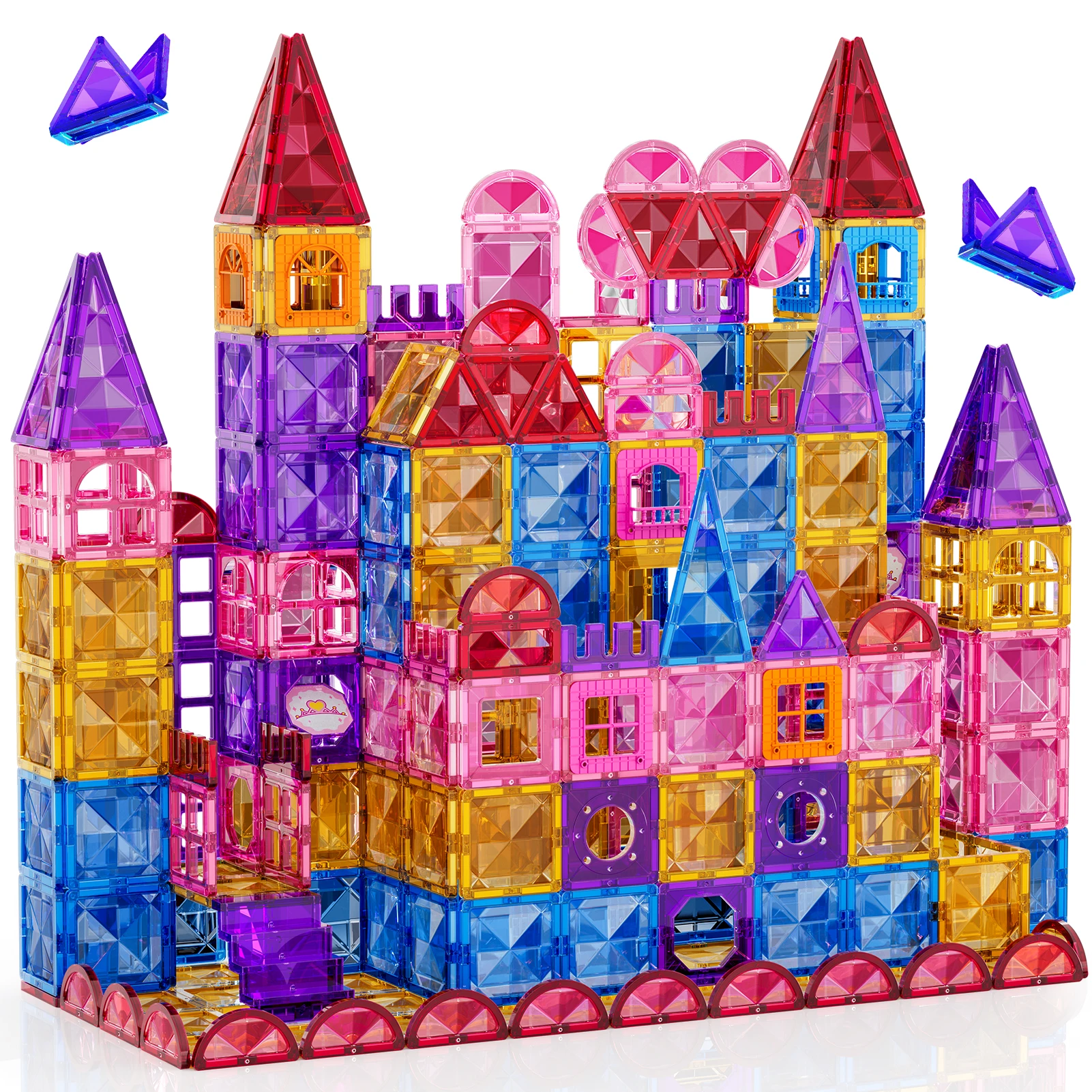 142 PCS 97 PCS 52 PCS Magnetic Building Tiles With Car, Magnetic Blocks Magnet Building Set