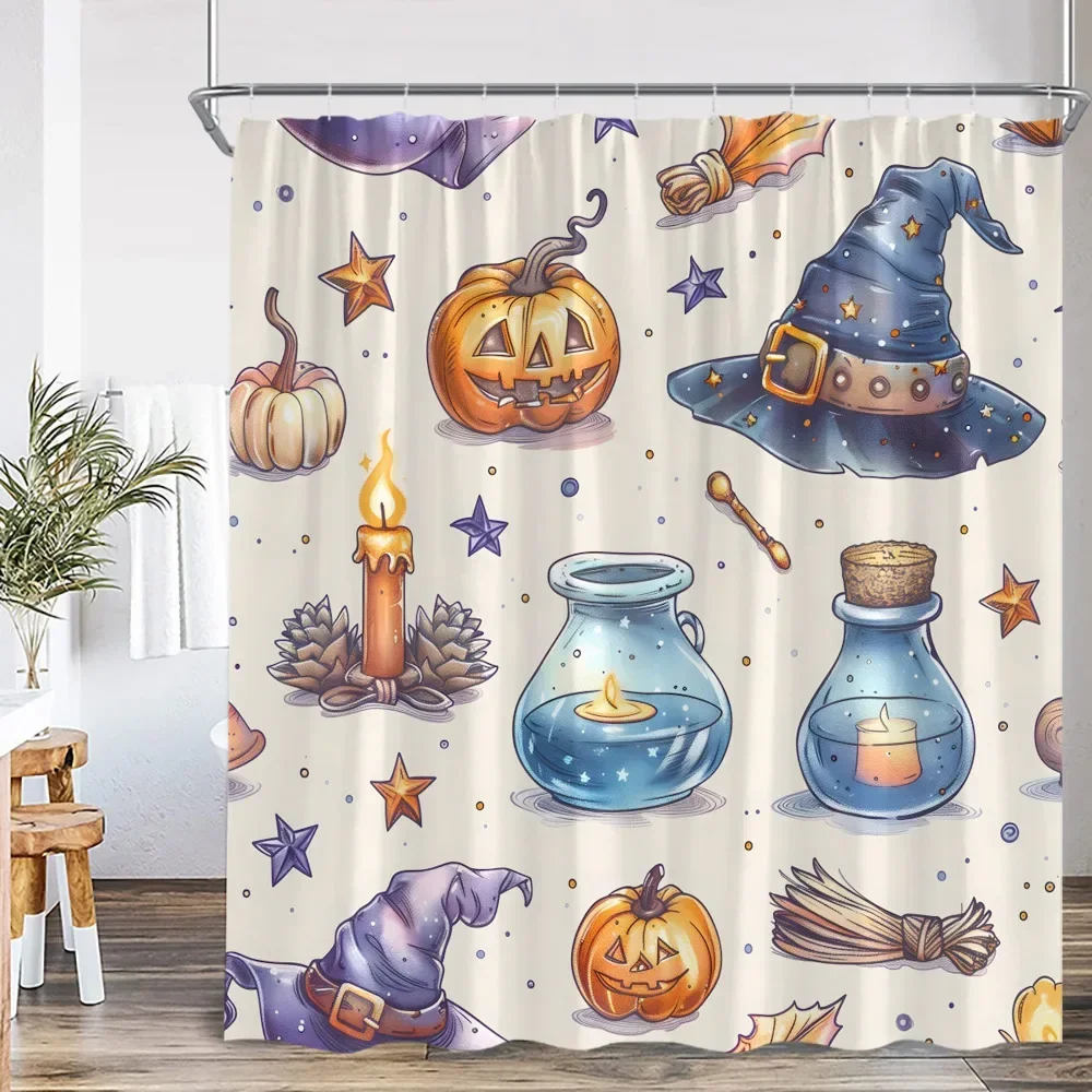 Zauberer Magie Halloween Duschvorhang Magisches Bücherregal Apotheker Hexenzimmer Astrologie Badezimmer Dekoration Duschvorhang