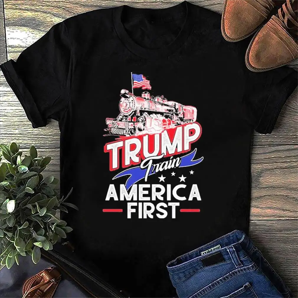 

Trump Train America First. 2024 Vote Trump T-Shirt. Summer Cotton Short Sleeve O-Neck Mens T Shirt New S-3XL