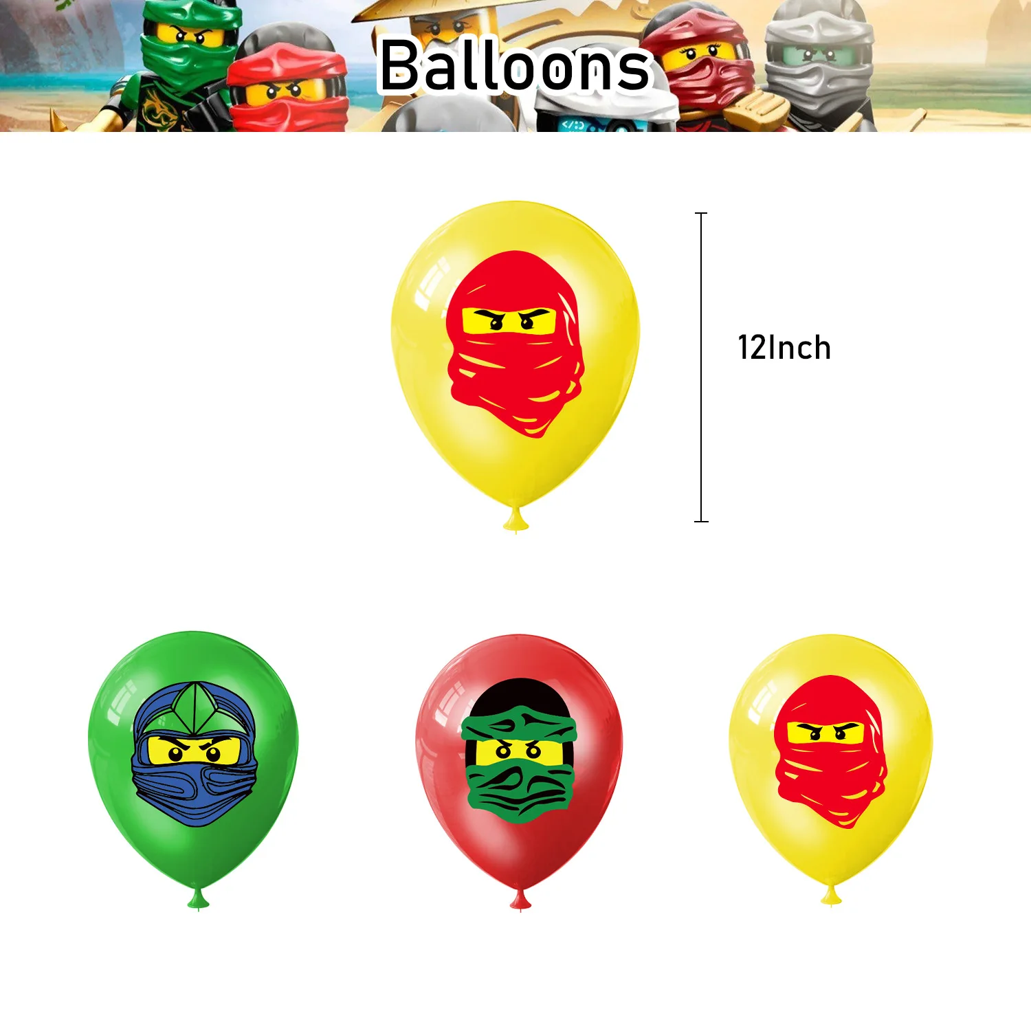 Ninjago-Themen Geburtstagsdekorations-Set mit Hängebanner, Kuchenaufsatz, Ballon, Spiral-Hängeornament, HD-gedrucktes Dekorationszubehör für Innenräume – Detail 4
