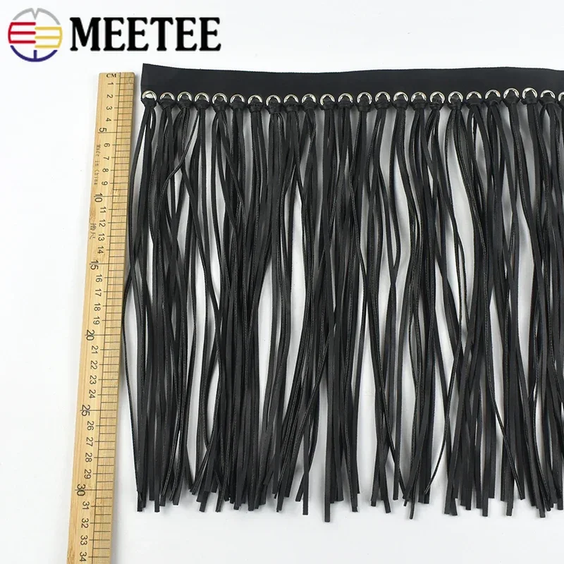 1Meter Meetee 23cm PU Leather Tassel Fringe Trim Lace Ribbon Handbag Dress Decor Tassels Performance Clothes Швейний матеріал