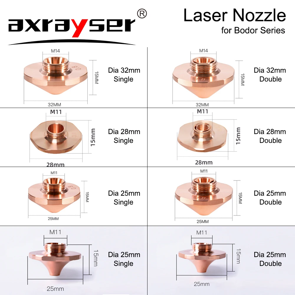 Imagem -02 - Bocal Laser Bodor Única Camada Dupla D25 32 mm Calibre 08 40 mm Peças da Cabeça de Corte a Laser de Fibra