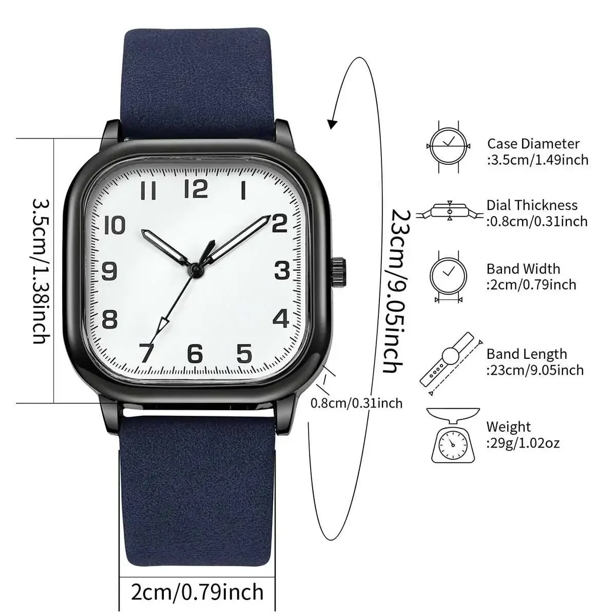 男性ファッションビジネス腕時計セットスクエアアラビアダイヤルクォーツ時計カジュアルレザーバンド腕時計 Relojes Hombre Montre