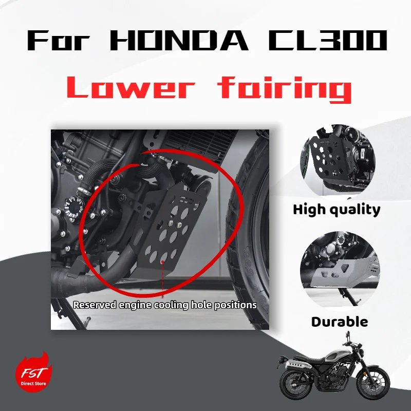 

Для Honda CL300 это включает в себя защитную пластину двигателя, нижний обтекатель, защитную пластину из нержавеющей стали и аксессуары для шасси.