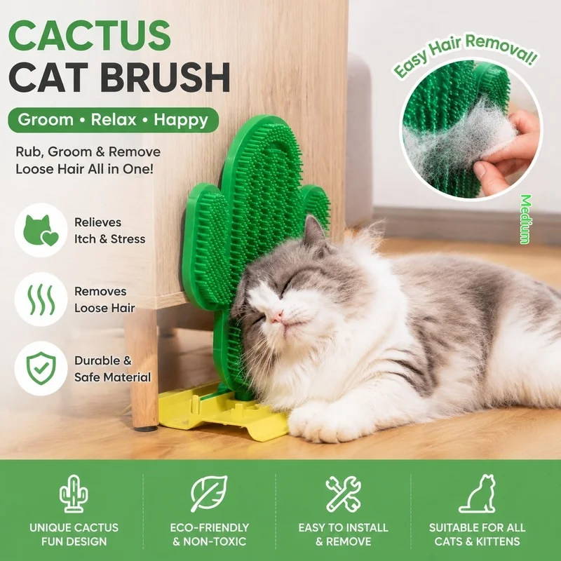 Pet Grooming Comb Cat Corner Scratcher Self Massager Hair Remover Scratching Tool For Indoor Cats