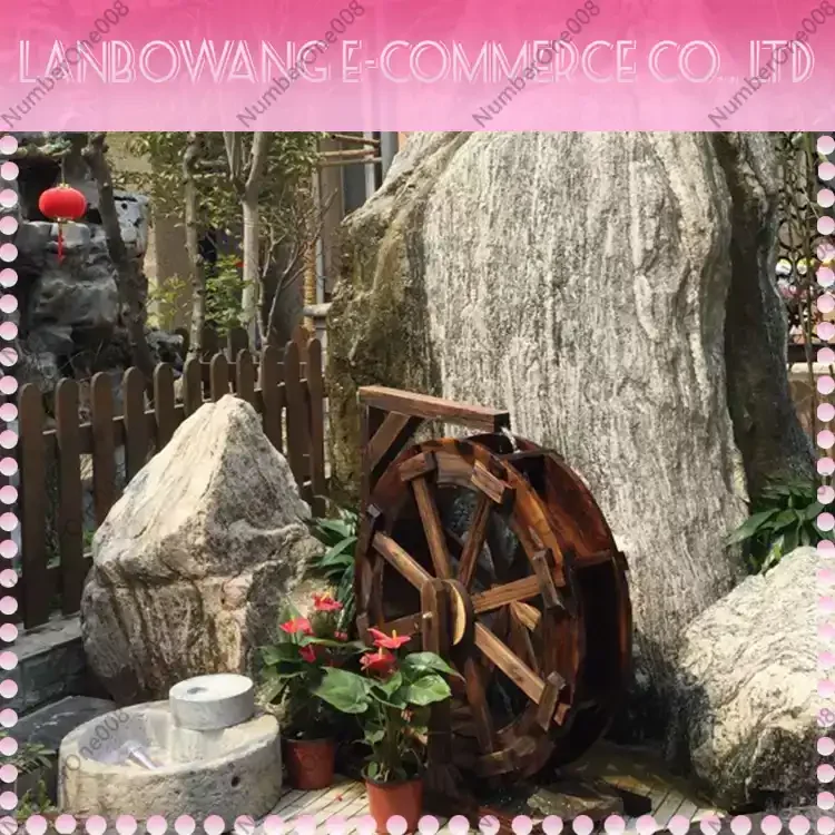 Small Water Wheel Decor Outdoor Rotating Feng Shui Wheel Running Water Ornament for Garden Patio