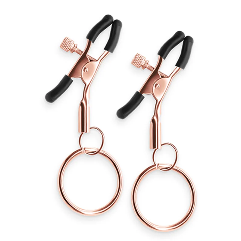 Female Metal Nipple Clamp Slave Stimulator Rose Gold Nipple Clips With Ring Breast Bondage Restraint Couple Game Sex Toy Woman