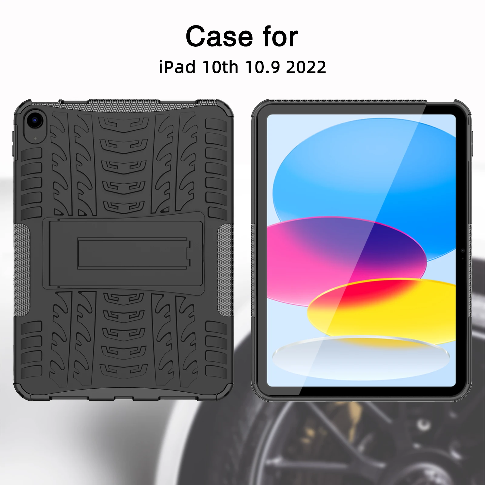 Case for iPad A16 11th Generation 11 Inch 2025 / iPad 10th Generation 10.9 Inch 2022 Tire Texture Kickstand Protective Cover