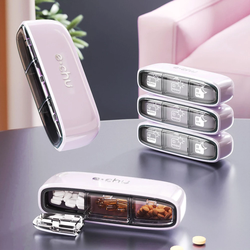 Travel Pill Organizer Medicine Dispenser Organizer with Compartments 3 Times Box Compartments Travel Pill Holder Pocket Medicine