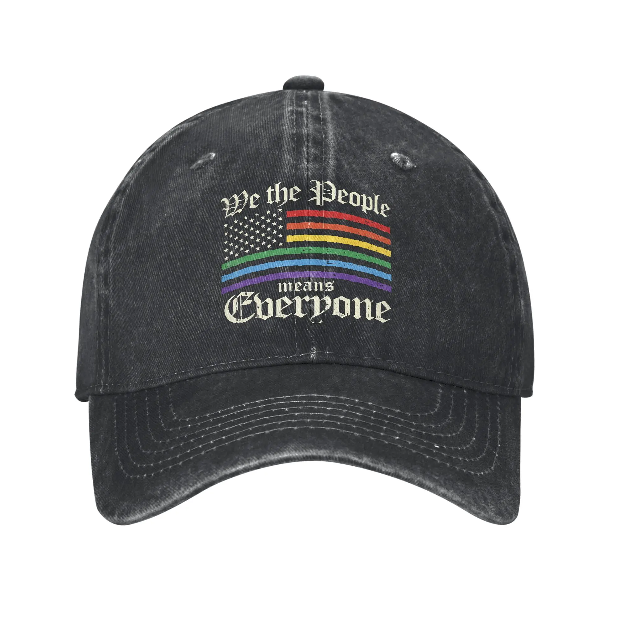 Everyone LGBT Gay Pride Baseball Cap Retro Distressed Denim Washed  Snapback Hat Unisex Outdoor Workouts Adjustable Fit Caps Hat