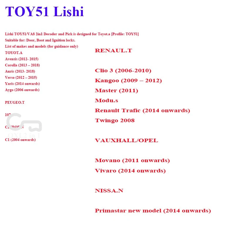 NE72 VA2T HU136 TOY51 RenaultV.2 أدوات إصلاح LISHI 2 في 1 لرينو.t باب السيارة التلقائي مفتوح لـ SM5 SM7 لسيتروين لبيجو #5