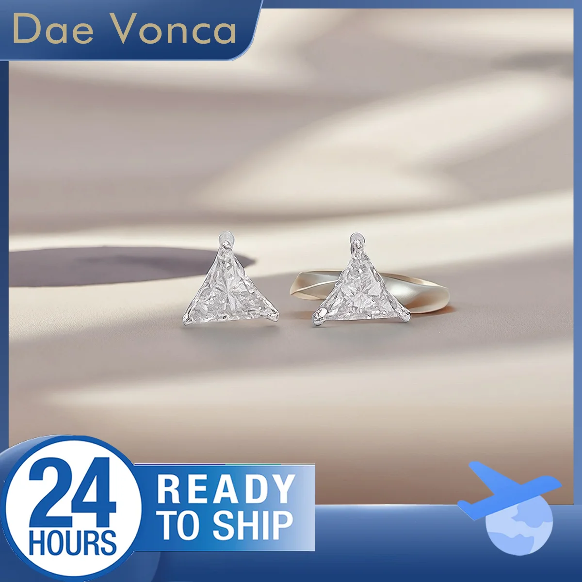 Triangle Cut Lab Created Diamond Earrings Solitaire Style Lab Diamond Earrings 18K White Gold Stud Earrings Anniversary Gift