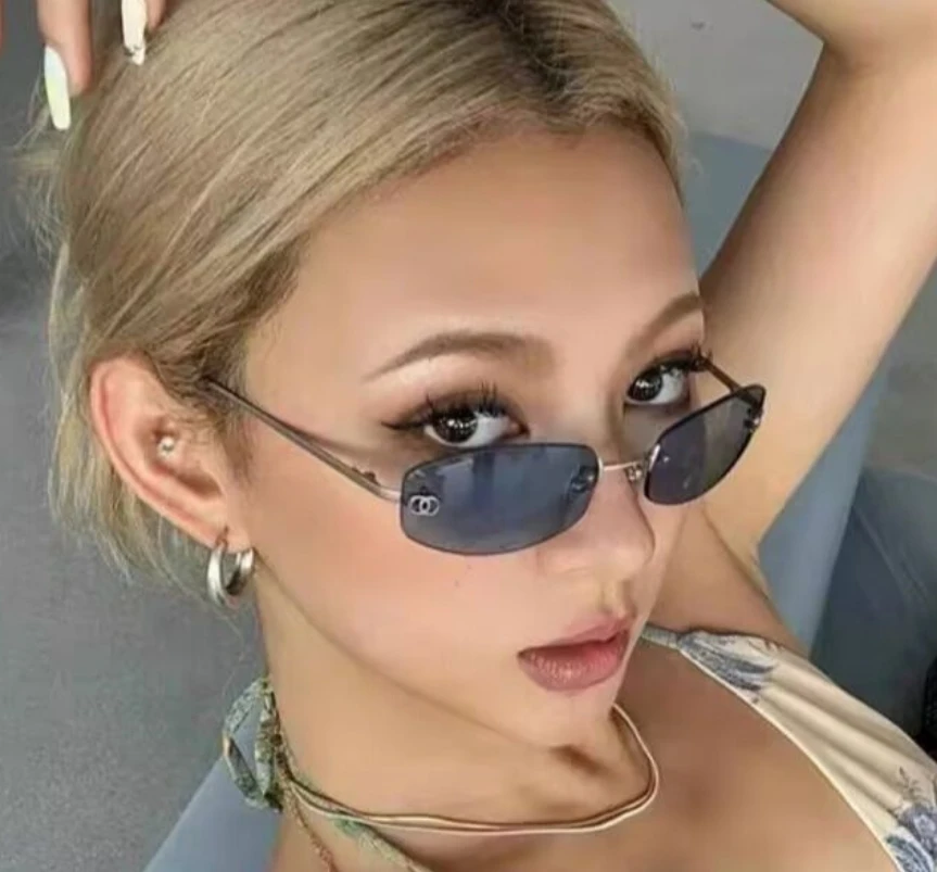 

Luxury Metal Small Frame Cat Eye Sunglasses Women Vintage Fashion Rectangle Sun Glasses Popular Punk Sexy Ladies Shades