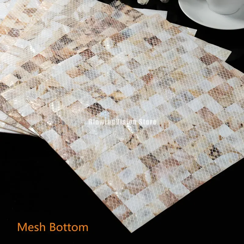 30 CM Natural Shell Mosaic Tile Sticker Sheet Mother of Pearl Wallpaper Tile for Interior Decoration Bathroom Kitchen Wall Tiles