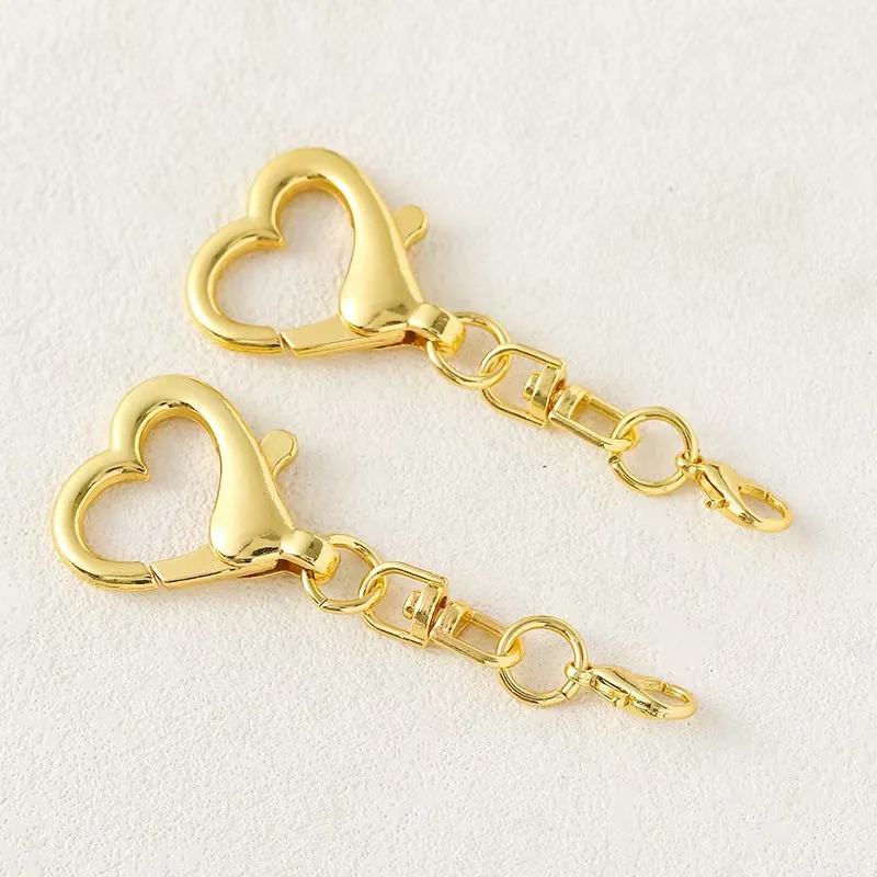 10Pcs Unique Alloy Heart Keyring Pendant Heart Shaped Clasp For DIY Projects image 6