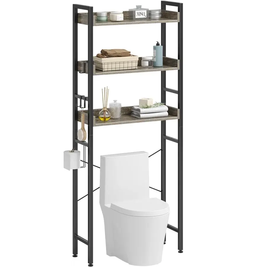 

Over The Toilet Storage Rack, 3Tier Bathroom Space Saver with Adjustable Shelves, Bathroom Organizer for Bathroom, Washroom, Gr