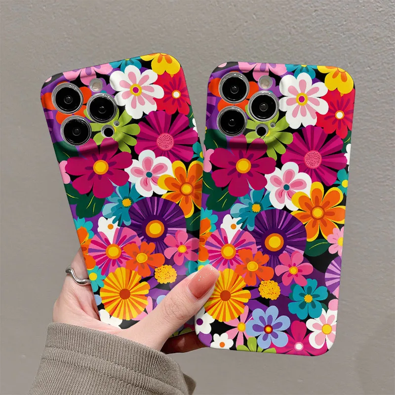 Bunte Retro-Blumen Glänzende Folie Harte PC-Handyhülle für Xiaomi Redmi Note 15 13 12S 12 11S 11 10 9 Pro Plus Max 4G 5G – Detail 1