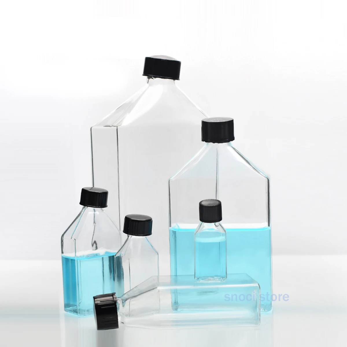 Cell Tissue Glass Culture Flask With Bevel Screw cap Angled Neck 10ml 15ml 25ml 50ml 100ml 150ml 200ml 250ml Reusable for lab