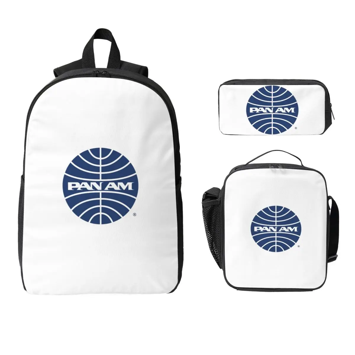 

Pan Am Mid 1950s Backpack Student Boys Girls BookBag School Bag Laptop Shoulder Bags 3ps Insulated Lunch Bag Pencil Case