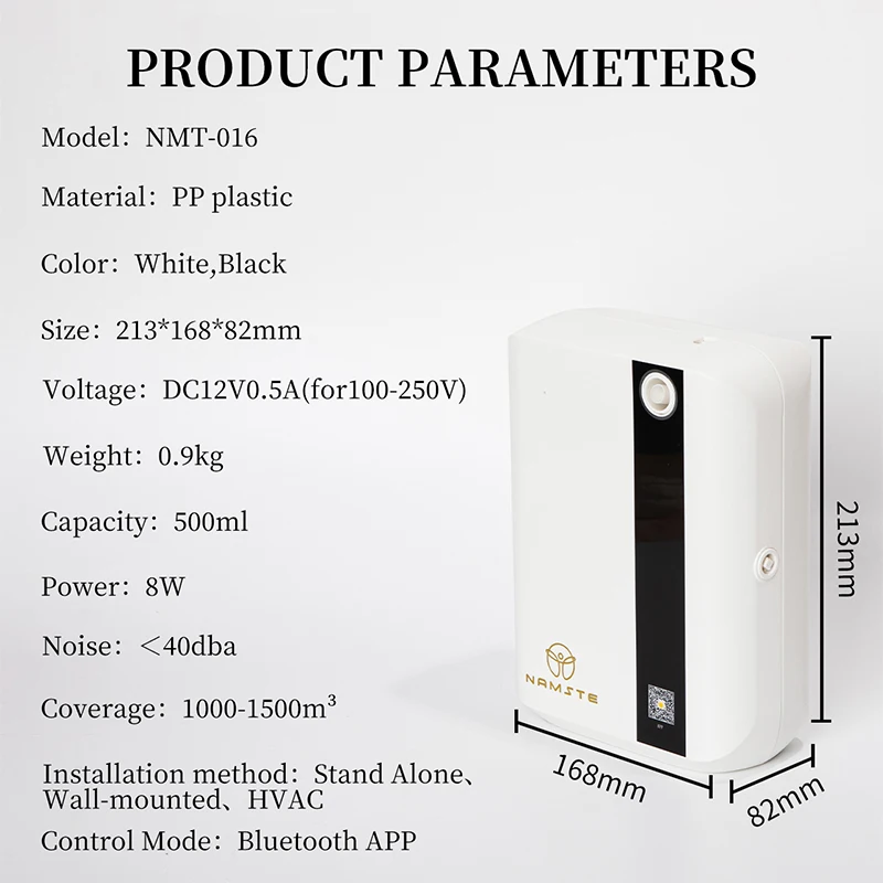 블루투스 아로마 디퓨저 커버 면적 1500m ³, 스마트 홈 에센셜 오일 디퓨저, HVAC 용량 500ML, 호텔 사무실에 적합