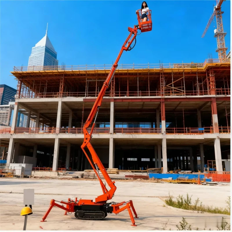 Towable Cradle Spider Boom Lift 200Kg Capacity Tow Behind Vehicle Hydraulic Aerial Lifting Platform 18 20 22 24M Working Heig
