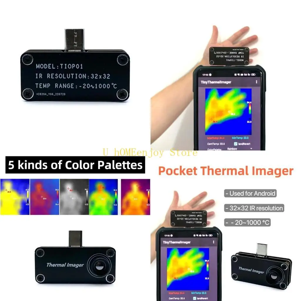 

B0KF Handy Temperature Measurement Device Pocket Size Thermal Imaging Camera Portable Thermal Imager ABS for Quick Readings