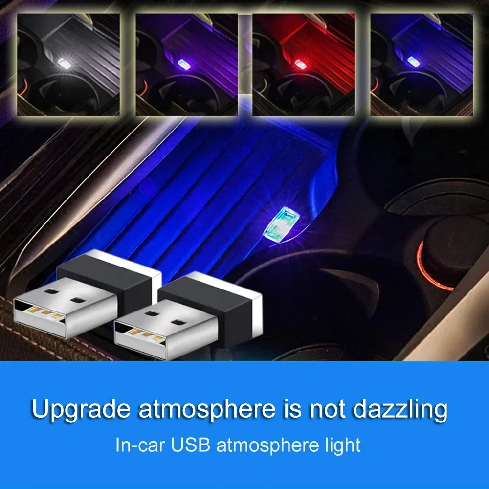 Mini USB LED Auto Interior Atmosphere Light Emergency Lighting for Interior Environment Auto PCComputer Portable Light Plug Play