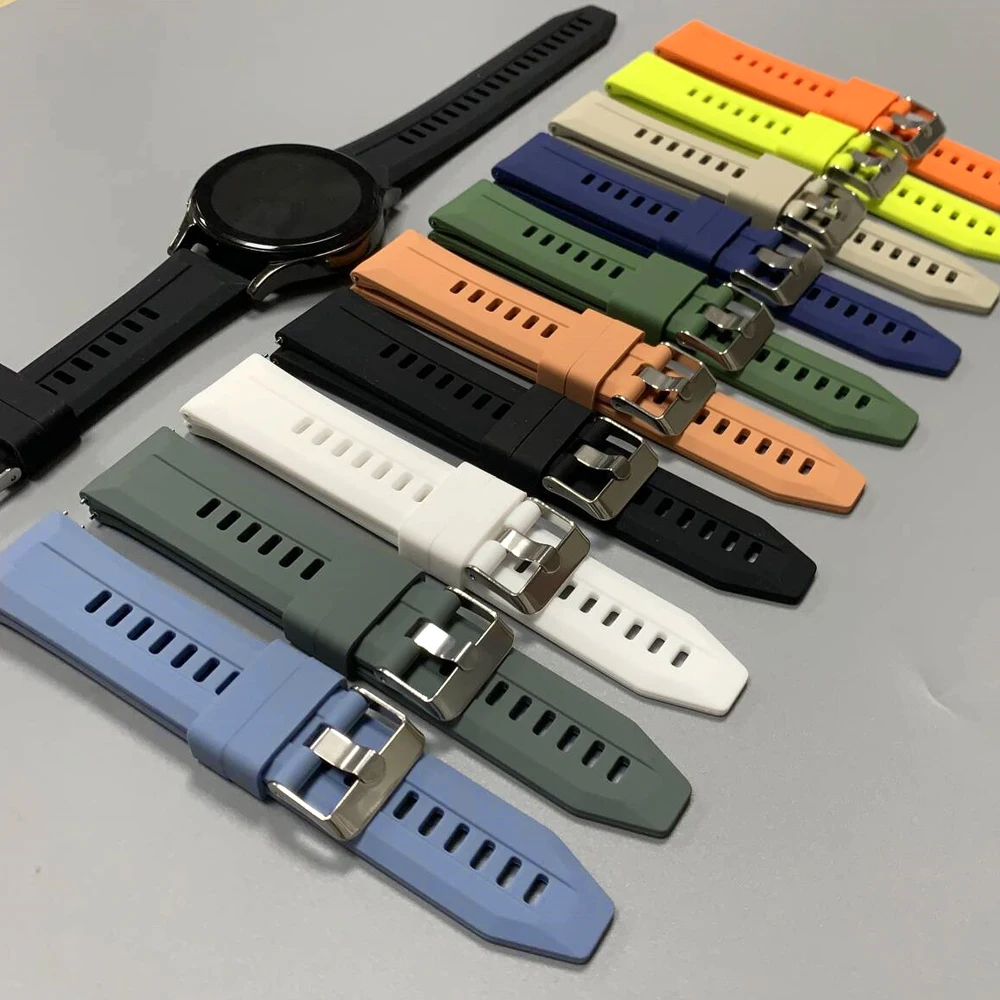 Bracelet en Silicone 22mm pour Samsung Galaxy Watch3 45mm/Gear S3 Bracelet classique pour AMAZFIT BALANCE2/pour montre HUAWEI GT 6 46mm bande