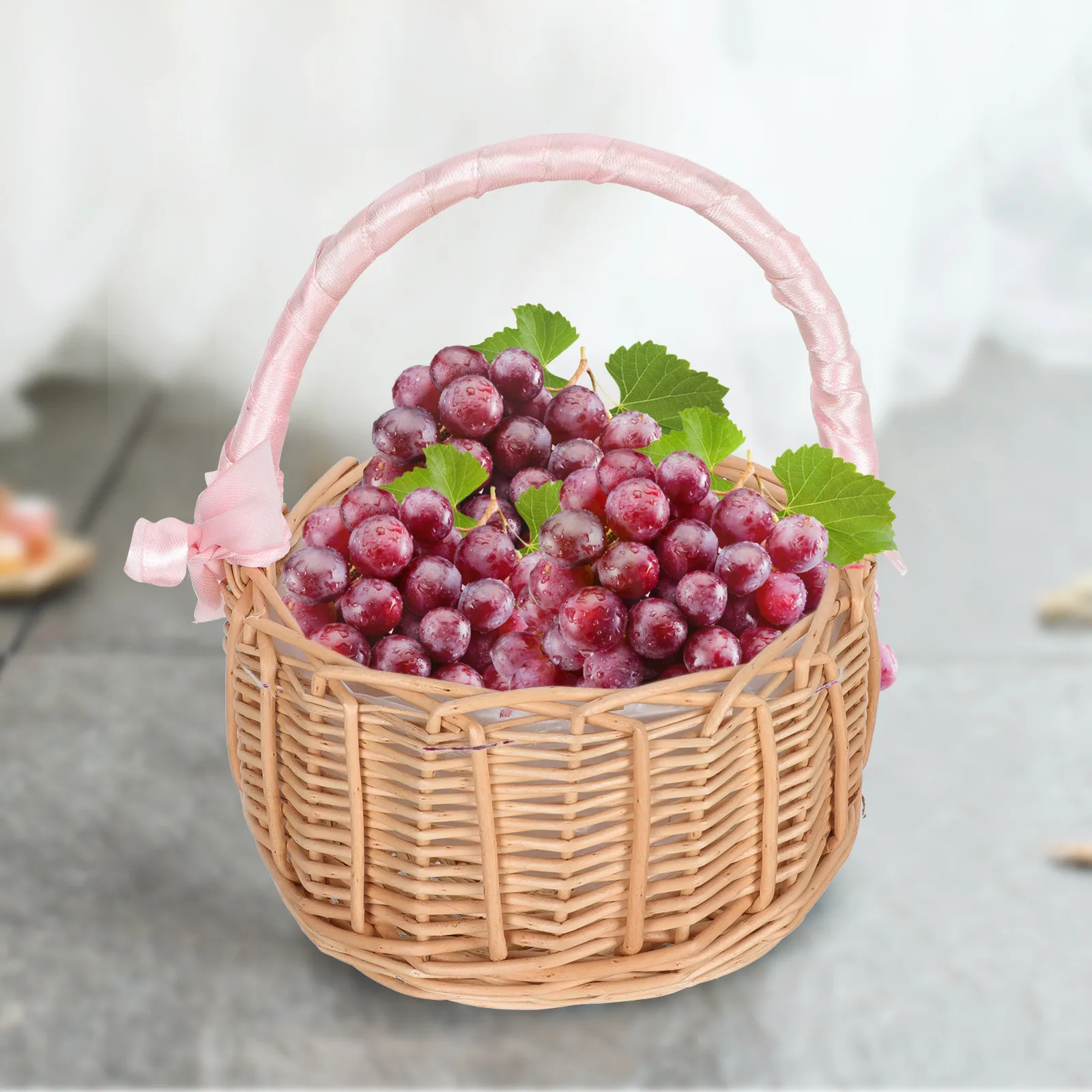 

Свадебная плетеная корзина для цветов, портативная корзина для цветов для церемоний, хранения конфет и подарков, элегантный романтический свадебный декор