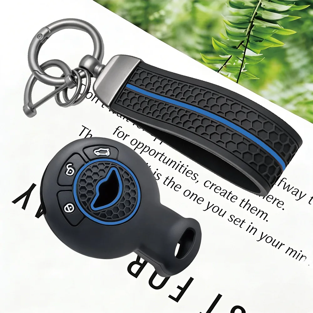 Circular Honeycomb Key Fob Cover, With Keychain, for BMW Mini Cooper R56 R57 R58 Cabrio R60 R61 Clubman Countryman Remote Key