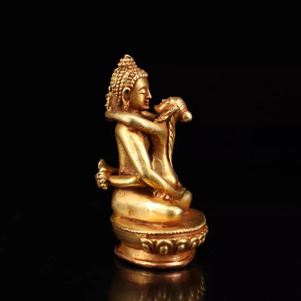 Nepal Pratyekamuni Buddha Pure Copper Gilt Accompanying Small Tantric Ornaments