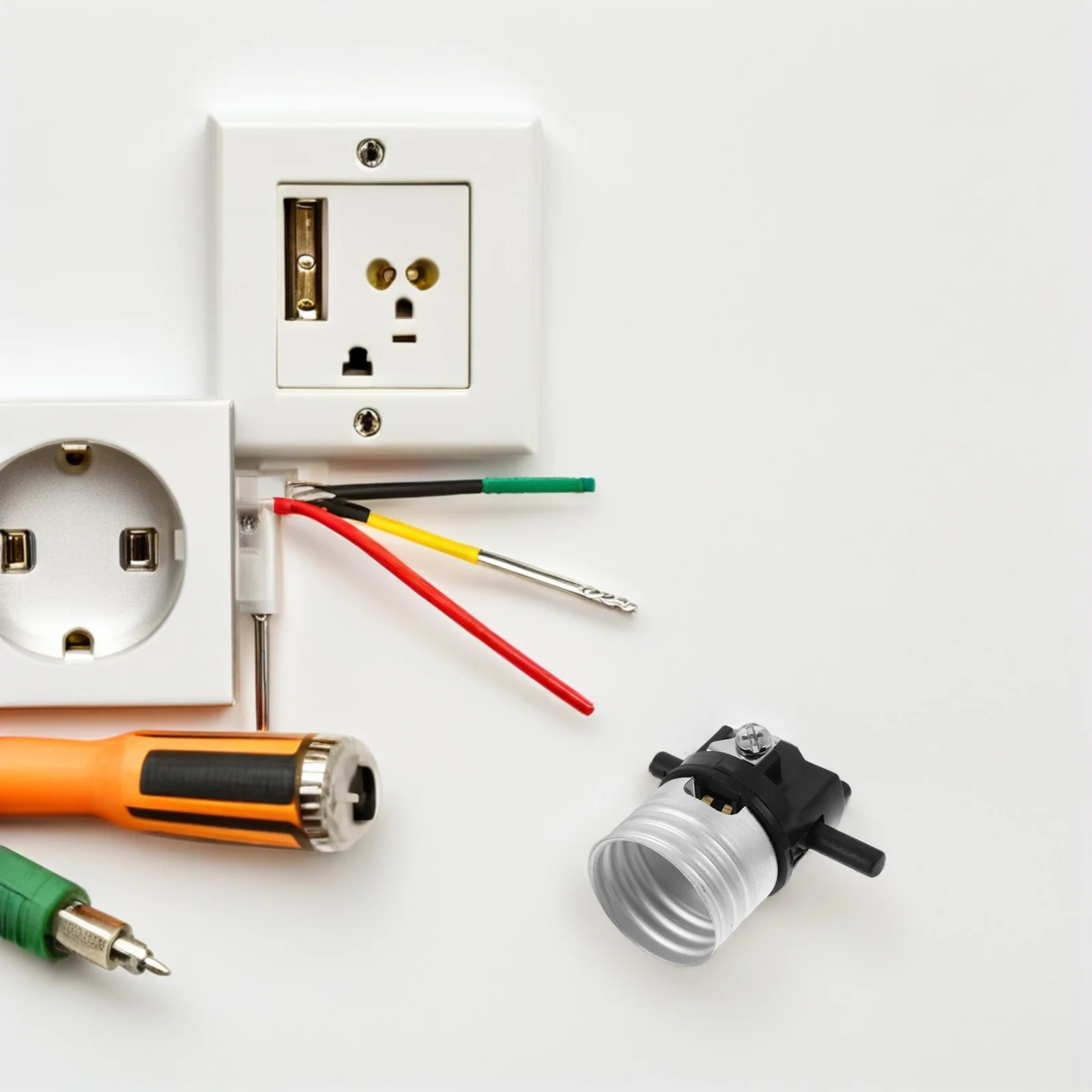 

6 шт. E26, держатель кнопочного переключателя, поворотная ручка включения/выключения, замена для внутреннего освещения, ремонт розетки, аксессуары для ламп, многофункциональные