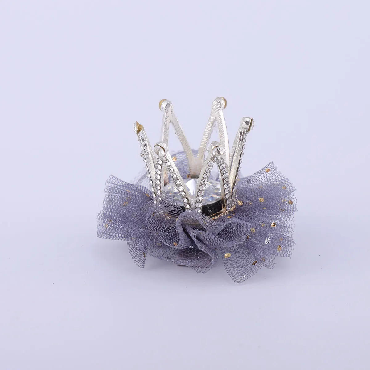 

2Pcs Crown Hairpin Mesh Kids Hair Clips Bow Hairpins Girls Toddler Crowns Barrette Birthday Clip Hair Accessories
