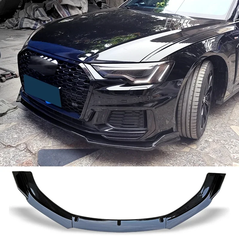 Splitter for Audi A6 C8 Front Skirts 2019-2023 Glossy Black Bumper Spoiler Type DH Body Kit