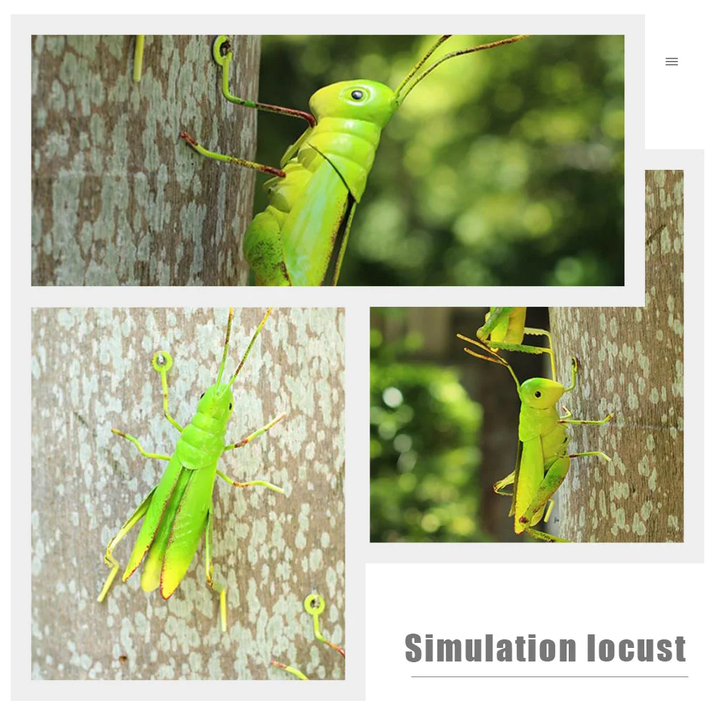 2 PCS Simulation Grasshopper Ornaments Vivid Adornment Iron Figurine Outdoor Toys Animals Simulated Model Playset Crafts