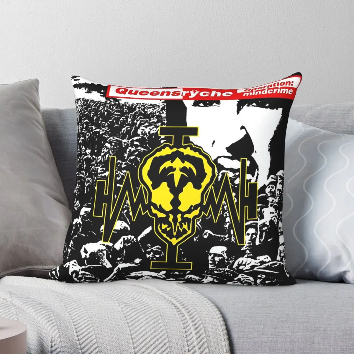 Queensrﾫche Operation Mindcrime Square Pillowcase Polyester Linen Velvet Pattern Zip Decorative Car Cushion Case 18